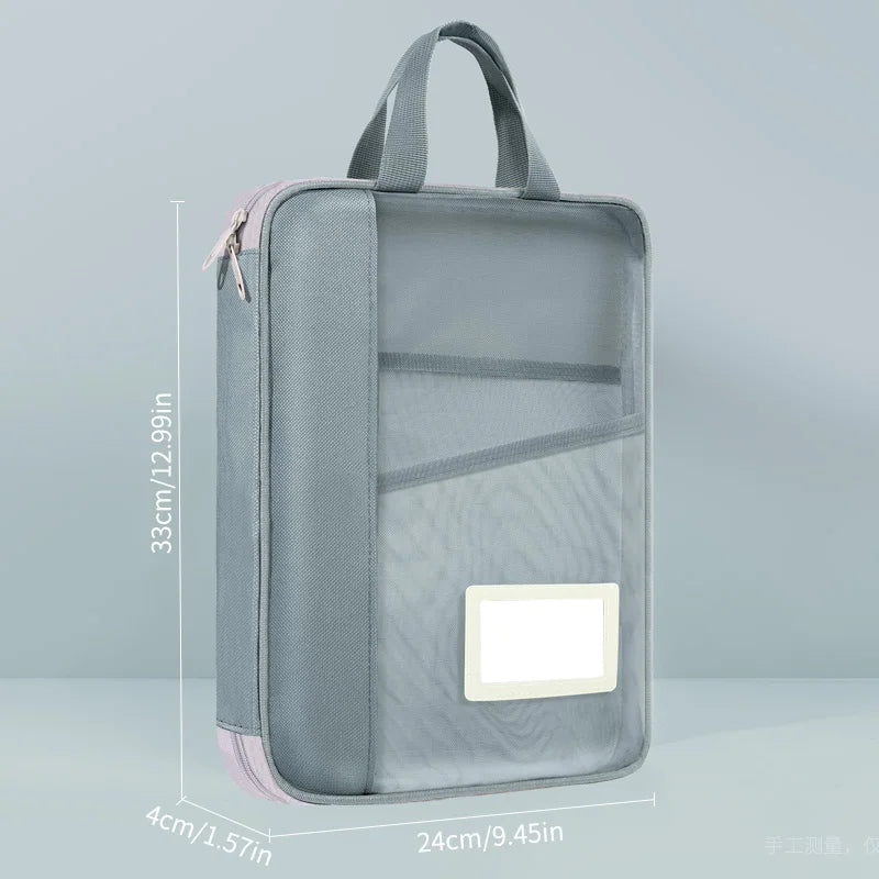 HUAJIE Transparent A4 Zippered Mesh File Bag