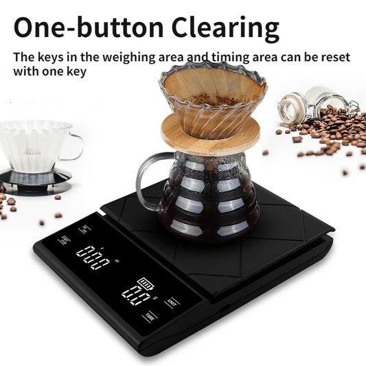 Precision Digital Coffee Scale with Built-In Timer (3kg/0.1g)