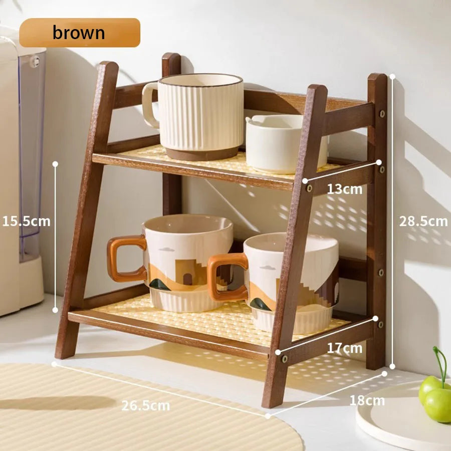 2-Tier Bamboo Countertop Organizer & Storage Shelf