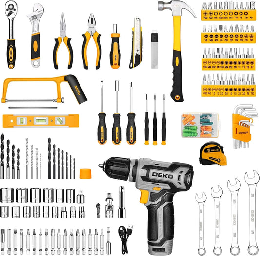 238-Piece Home Tool Kit with 12V Cordless Drill & Case