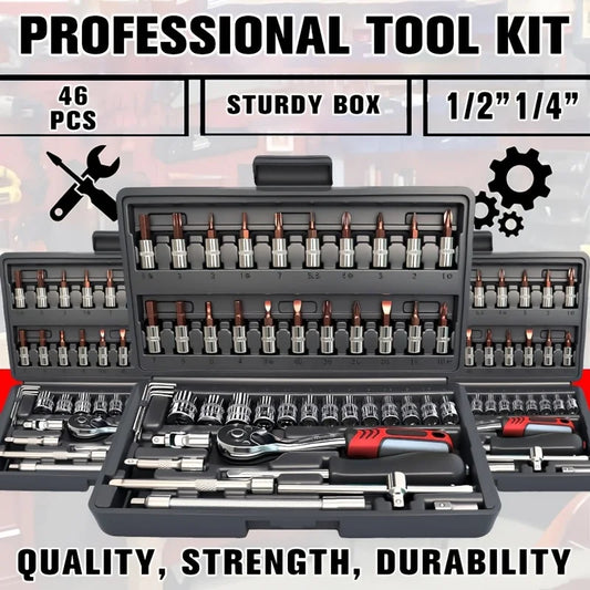 46-Piece Auto & Home Repair Tool Kit with Case