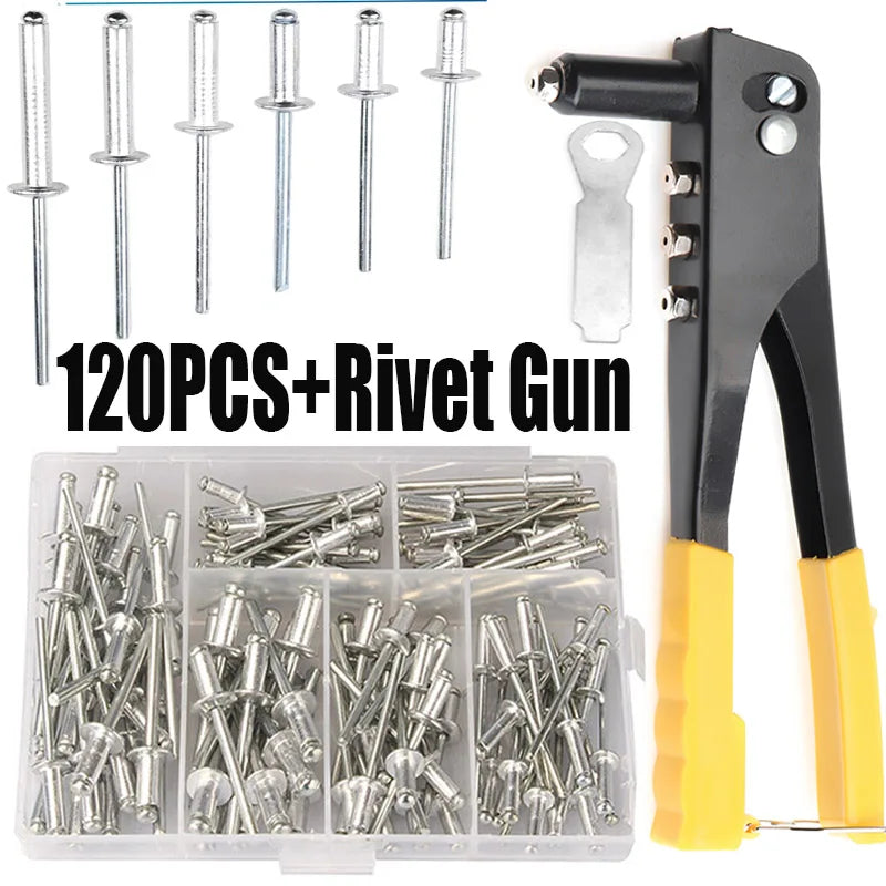 Heavy Duty Pop Rivet Gun with 120-Piece Assortment Kit