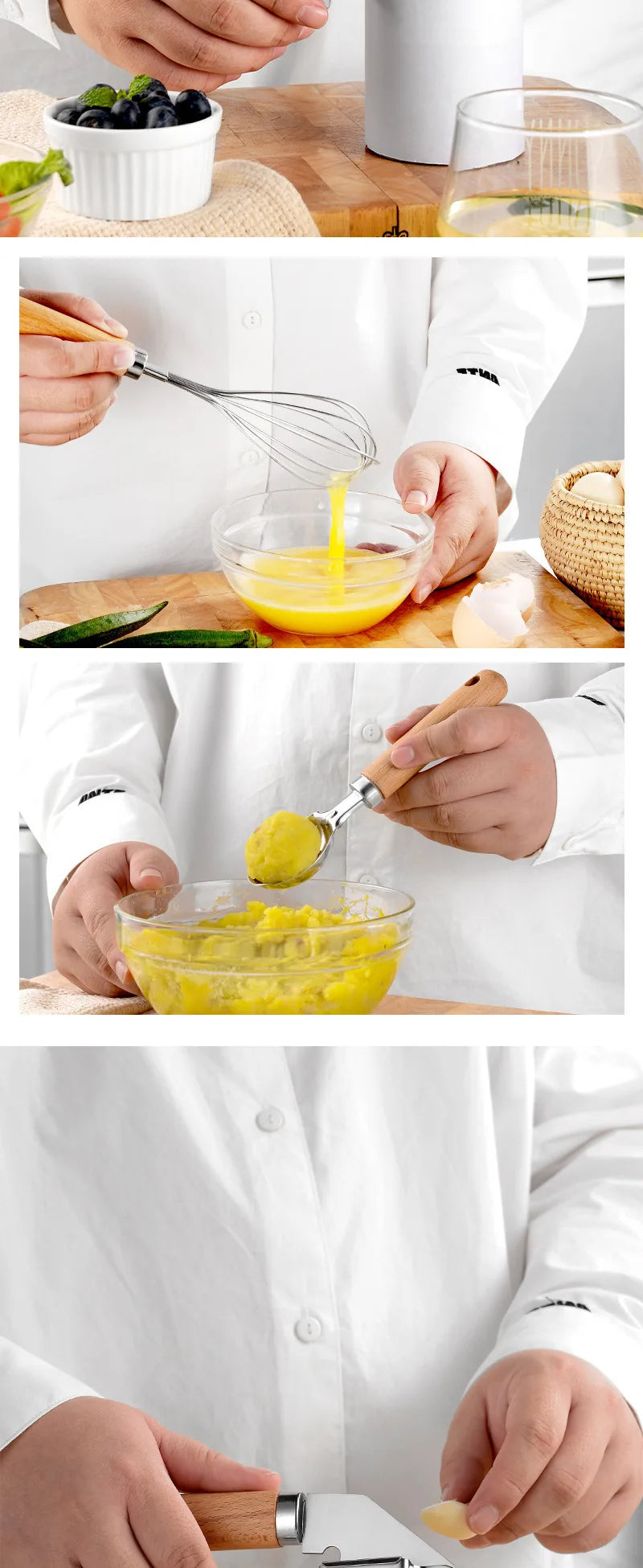 Premium Wood Handle Stainless Steel Kitchen Gadgets
