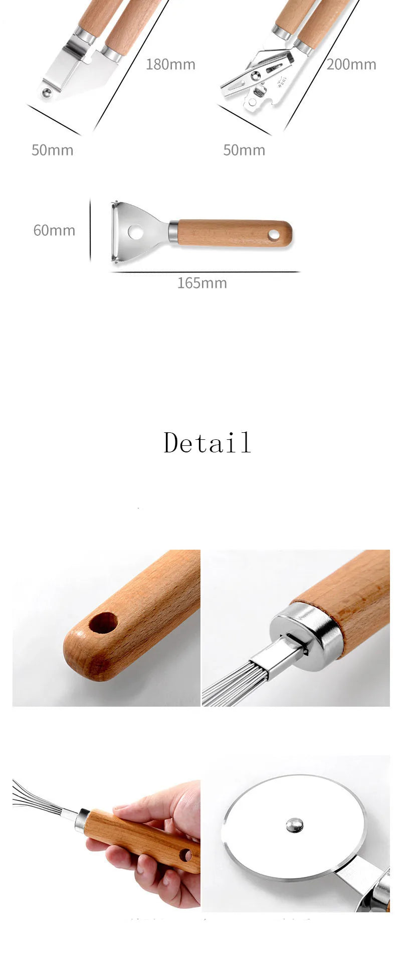 Premium Wood Handle Stainless Steel Kitchen Gadgets
