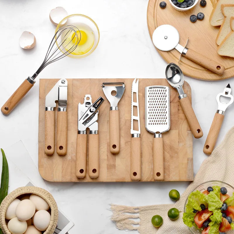 Premium Wood Handle Stainless Steel Kitchen Gadgets