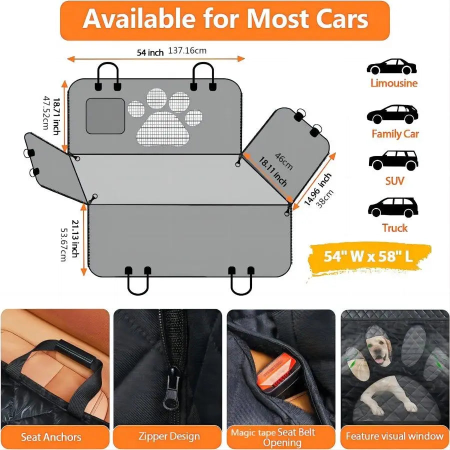 Premium Waterproof Dog Car Seat Cover Hammock