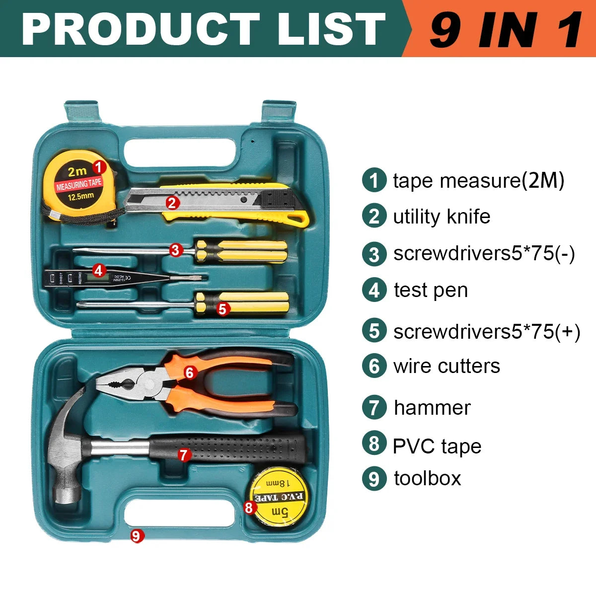 Compact Apartment Tool Kit with Storage Case