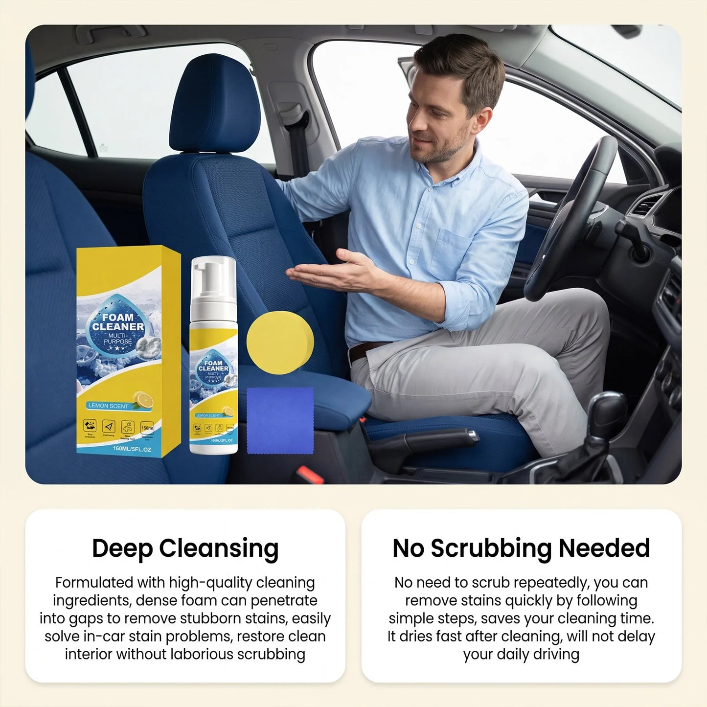 Multi-Purpose Car Interior Foam Cleaner & Detailing Kit