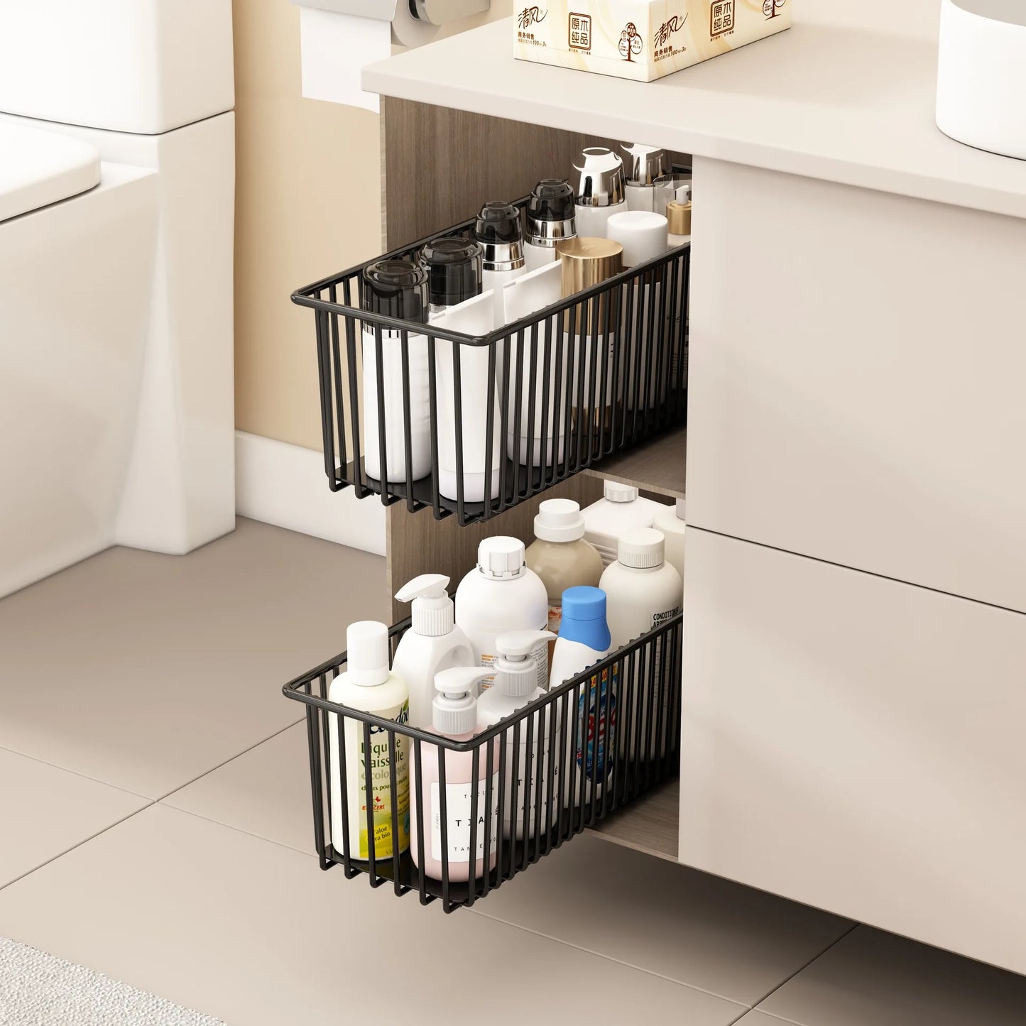 Heavy-Duty Carbon Steel Pull Out Cabinet Organizer