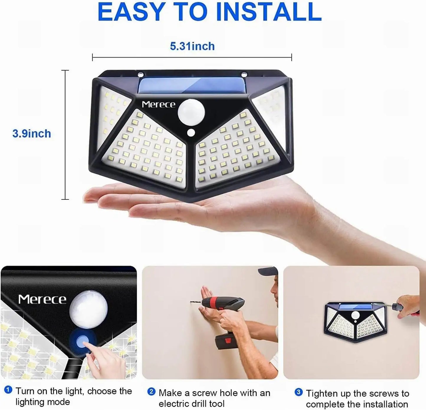 100 LED Solar Motion Sensor Security Light