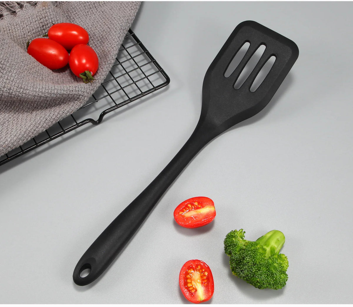 Premium Seamless Silicone Slotted Turner Spatula