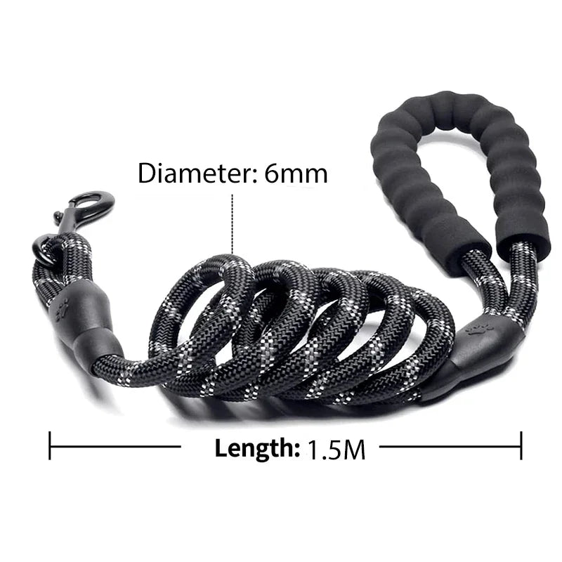 Heavy Duty Reflective Dog Leash for Large Medium Small Dogs -  Nylon Pet Leash with Shock-Absorbent Padded Handle for Pullers - Lead for Golden Retriever, Lab, Pitbull