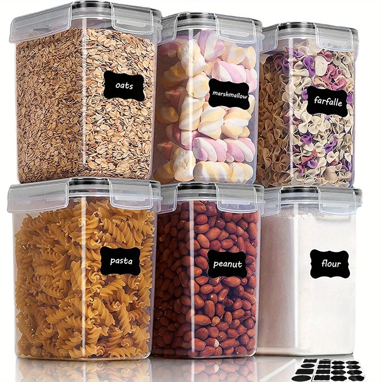 6-Piece Airtight Pantry Storage Container Set with Labels