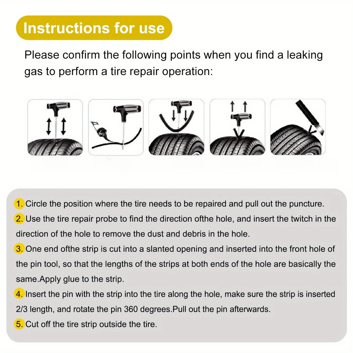 Tire Plug Kit - Heavy Duty Flat Tire Repair Kit for Car, Truck, RV & Motorcycle
