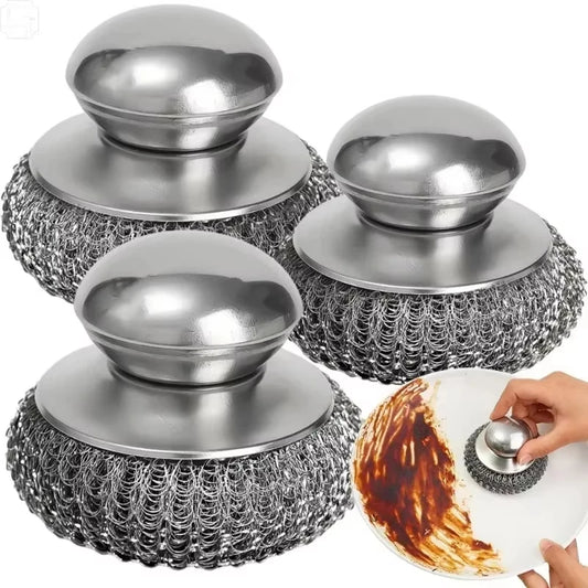 Heavy-Duty Stainless Steel Pot Brush with Handle