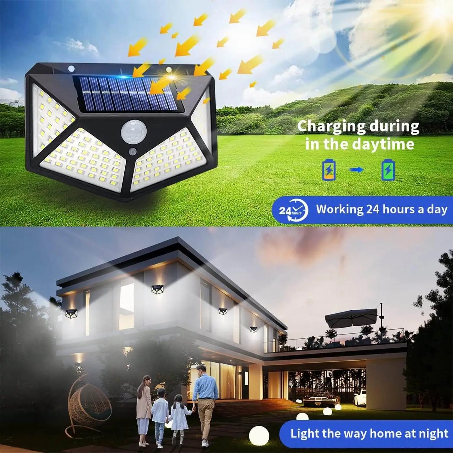 100 LED Solar Motion Sensor Security Light