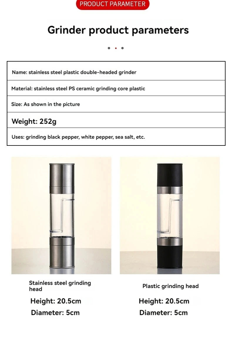 Premium 2-in-1 Stainless Steel Salt & Pepper Grinder