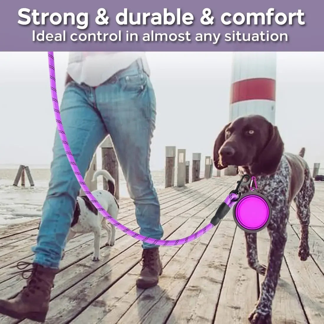 Heavy Duty Reflective Dog Leash for Large Medium Small Dogs -  Nylon Pet Leash with Shock-Absorbent Padded Handle for Pullers - Lead for Golden Retriever, Lab, Pitbull