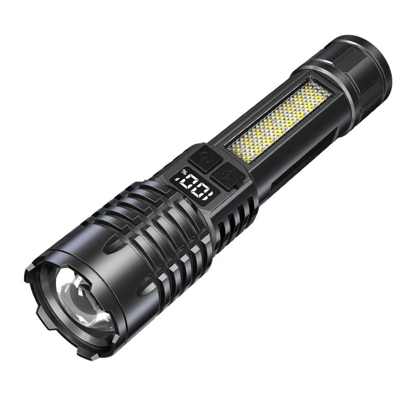 100,000 Lumens Super Bright Rechargeable Flashlight - High Lumens Tactical LED Torch, Waterproof Long Range Flashlight for Outdoor, Camping & Fishing