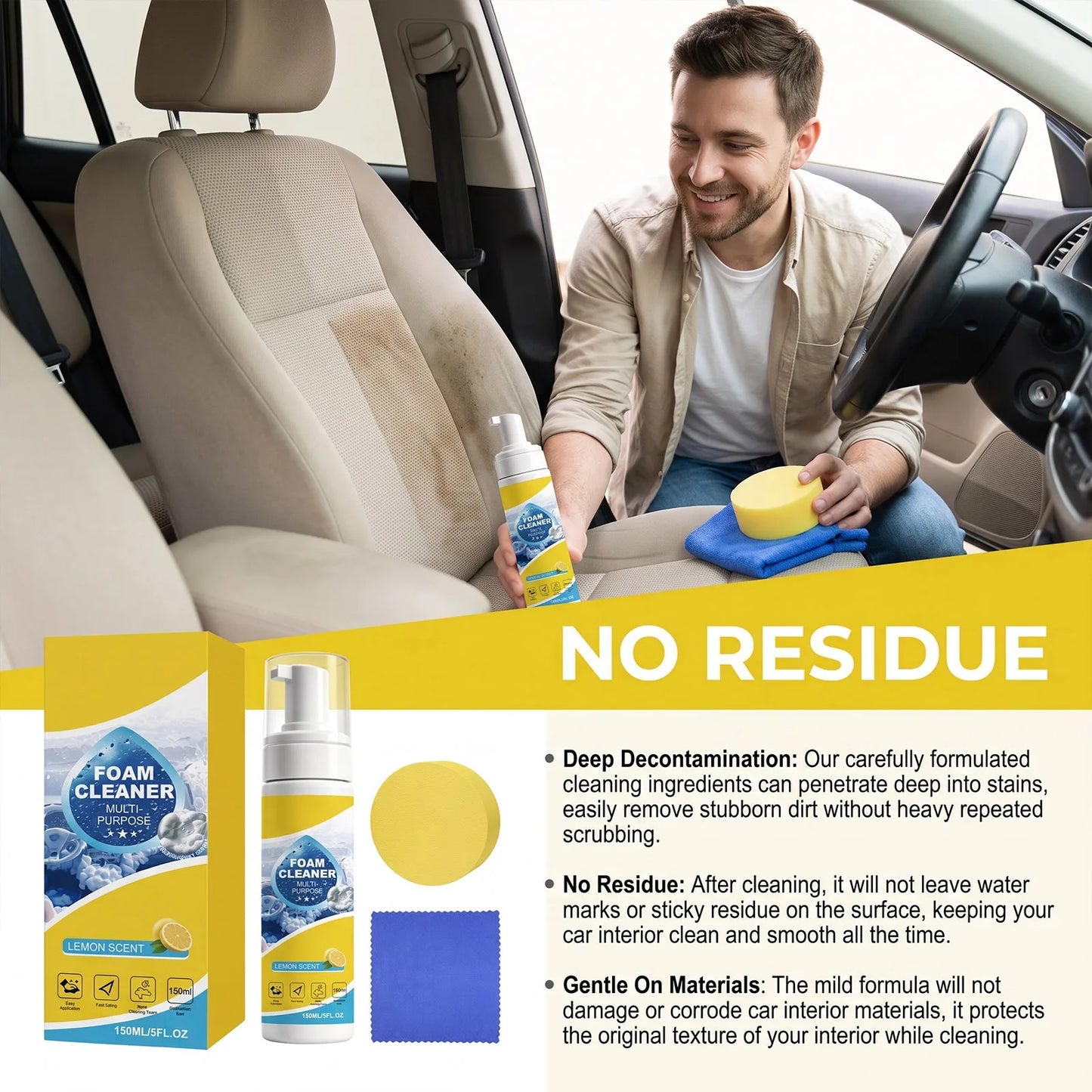 Multi-Purpose Car Interior Foam Cleaner & Detailing Kit