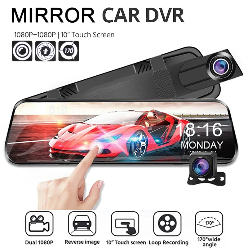 Premium 10-Inch Rearview Mirror Dash Cam & Backup Camera