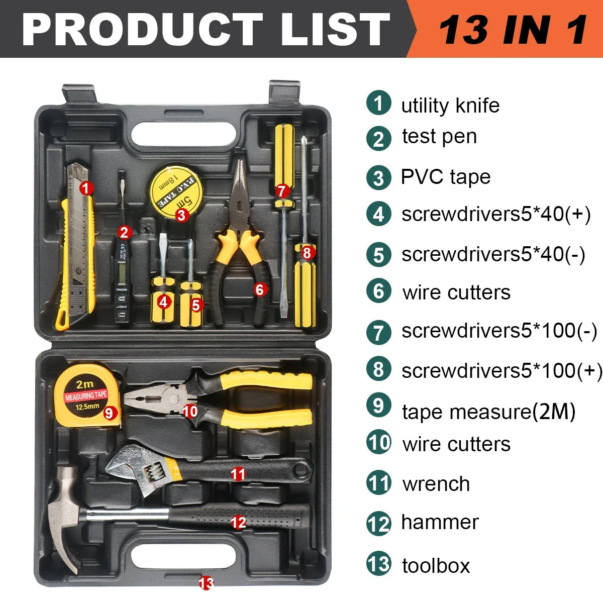 Compact Apartment Tool Kit with Storage Case