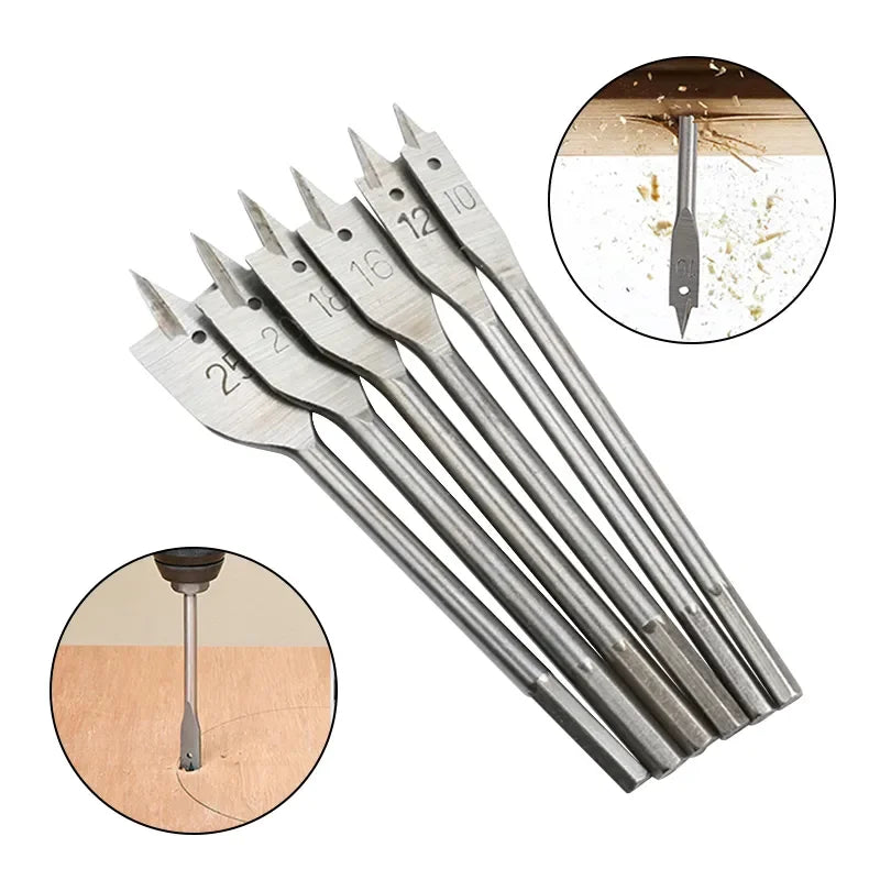 6-Piece Woodworking Spade Drill Bit Set