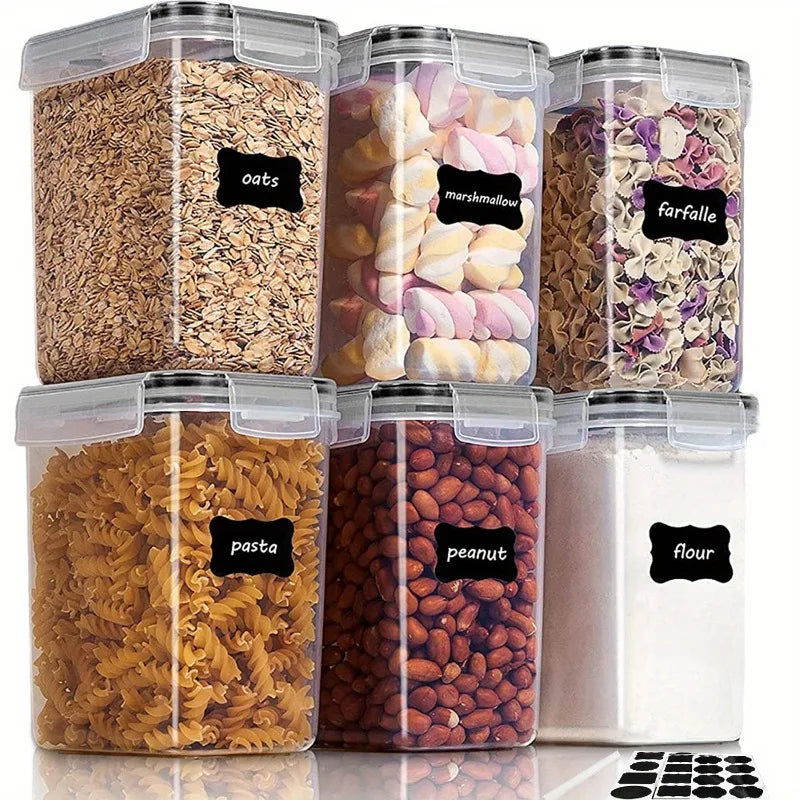 6-Piece Airtight Pantry Storage Container Set with Labels