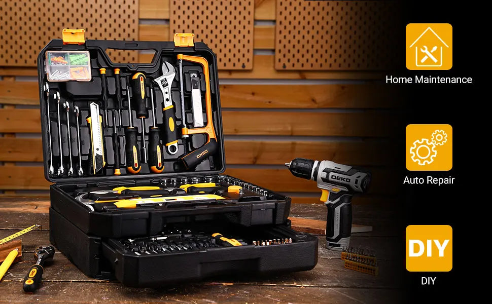 238-Piece Home Tool Kit with 12V Cordless Drill & Case
