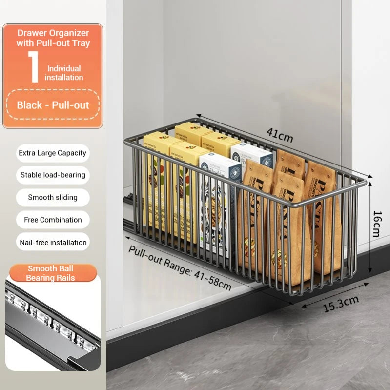 Heavy-Duty Carbon Steel Pull Out Cabinet Organizer