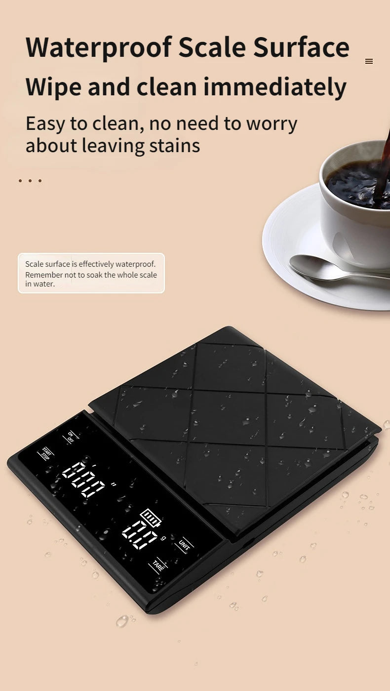 Precision Digital Coffee Scale with Built-In Timer (3kg/0.1g)