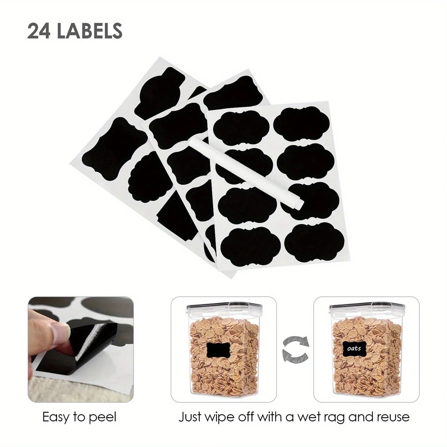6-Piece Airtight Pantry Storage Container Set with Labels