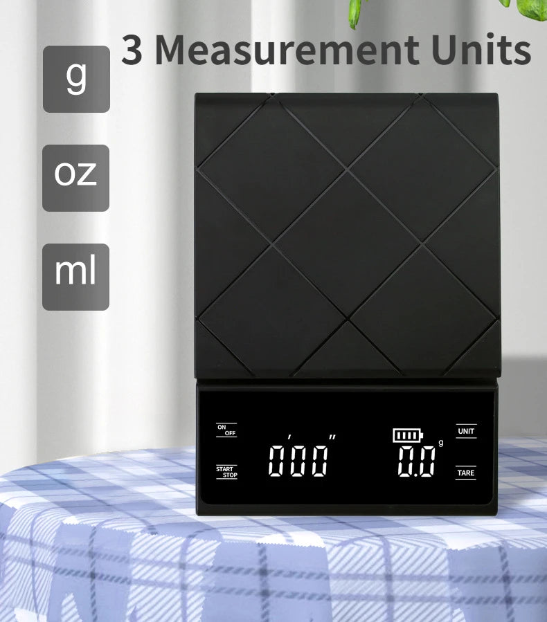 Precision Digital Coffee Scale with Built-In Timer (3kg/0.1g)