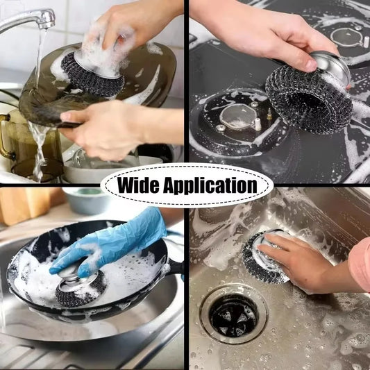 Heavy-Duty Stainless Steel Pot Brush with Handle
