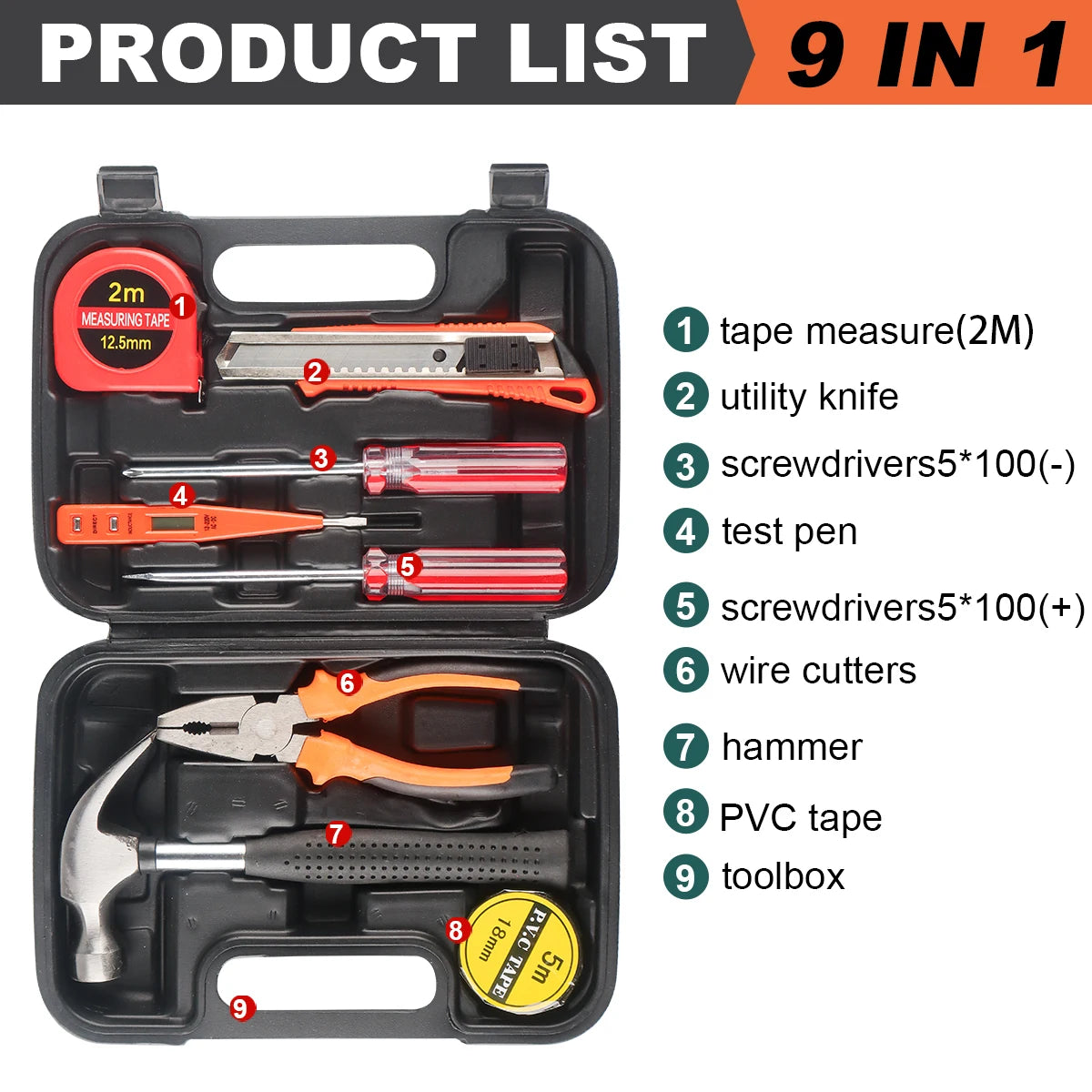 Compact Apartment Tool Kit with Storage Case