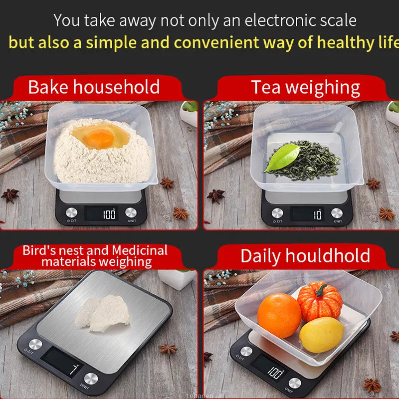15kg Digital Kitchen Scale & Food Balance (Stainless Steel)