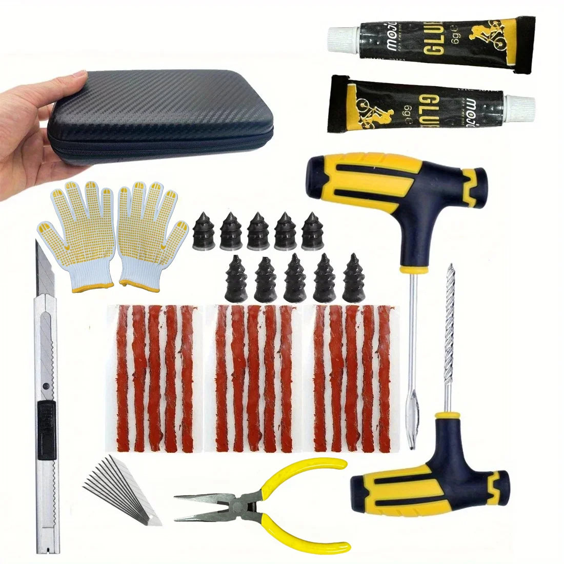 Tire Plug Kit - Heavy Duty Flat Tire Repair Kit for Car, Truck, RV & Motorcycle