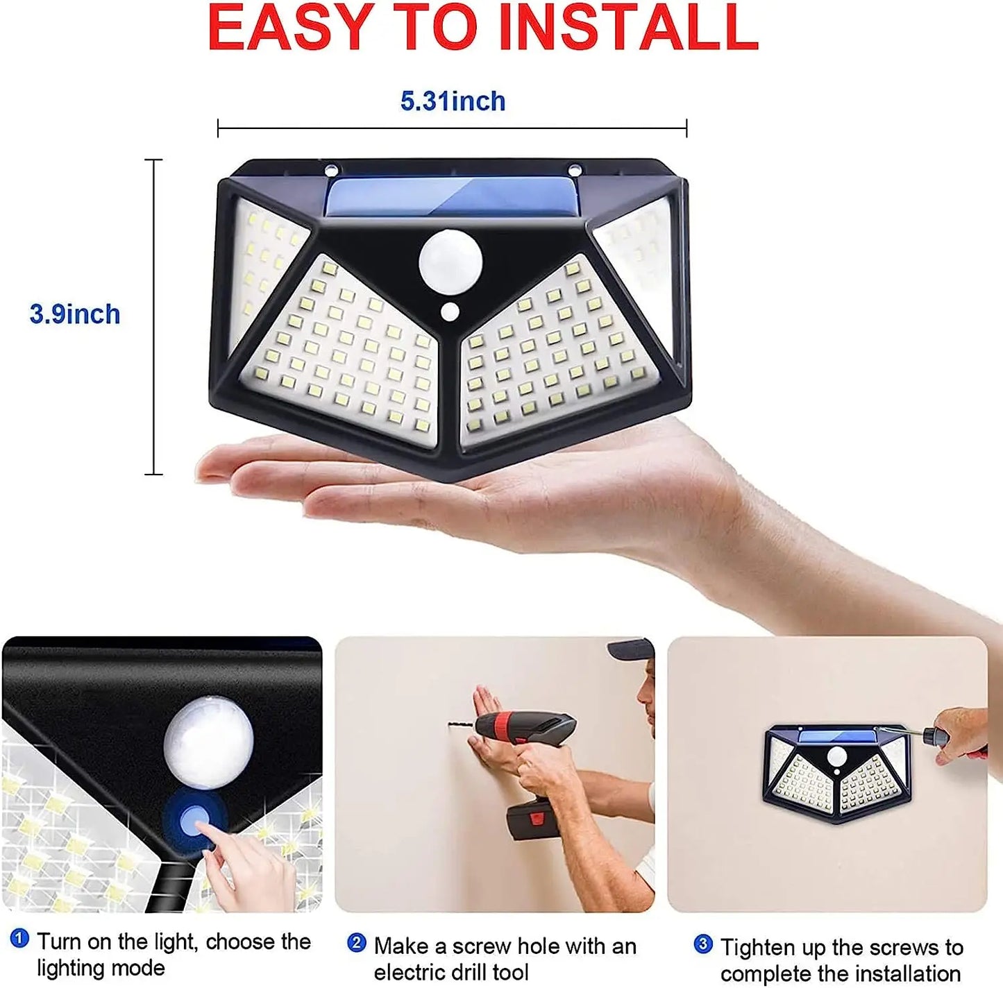 100 LED Solar Motion Sensor Security Light