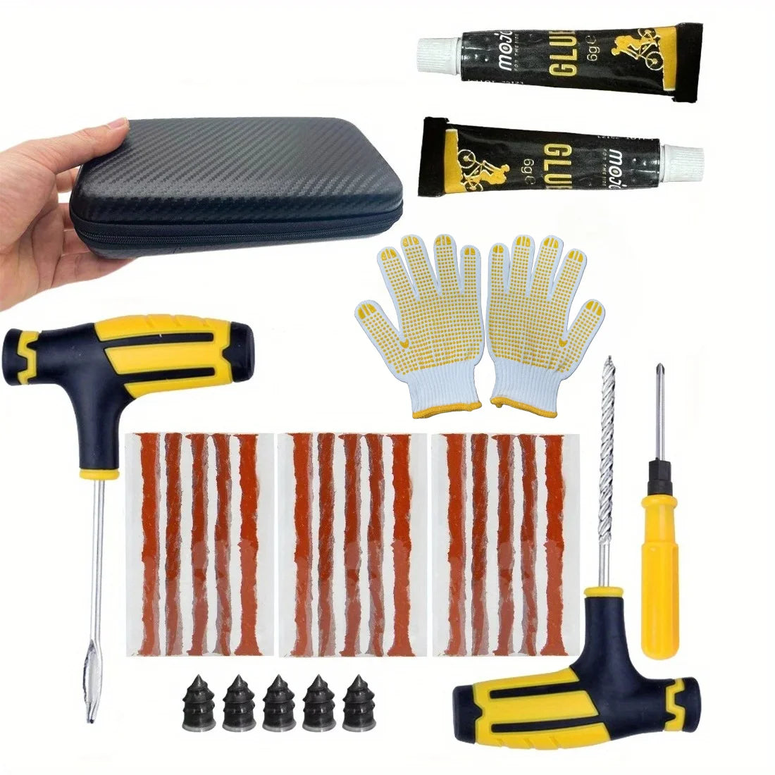 Tire Plug Kit - Heavy Duty Flat Tire Repair Kit for Car, Truck, RV & Motorcycle