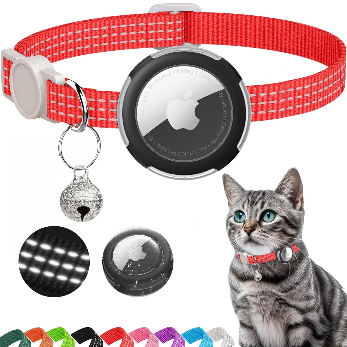 Premium Breakaway Air Tag Cat Collar & Safety Holder