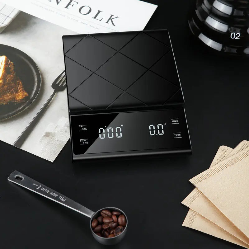 Precision Digital Coffee Scale with Built-In Timer (3kg/0.1g)