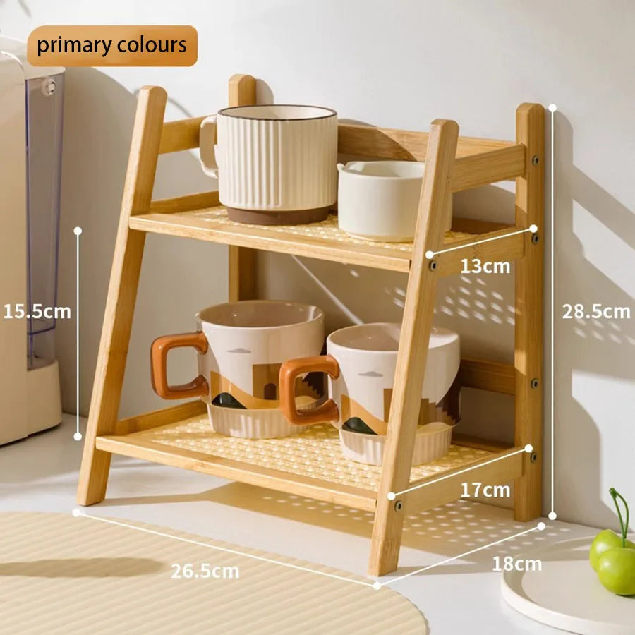 2-Tier Bamboo Countertop Organizer & Storage Shelf