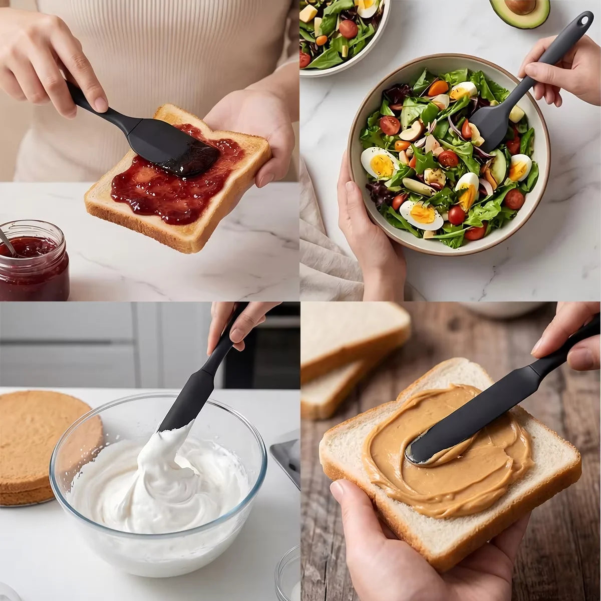 6-Piece Silicone Baking Utensil Set - Heat Resistant Non-Stick Spatula & Rubber Scraper Set for Cooking & Baking