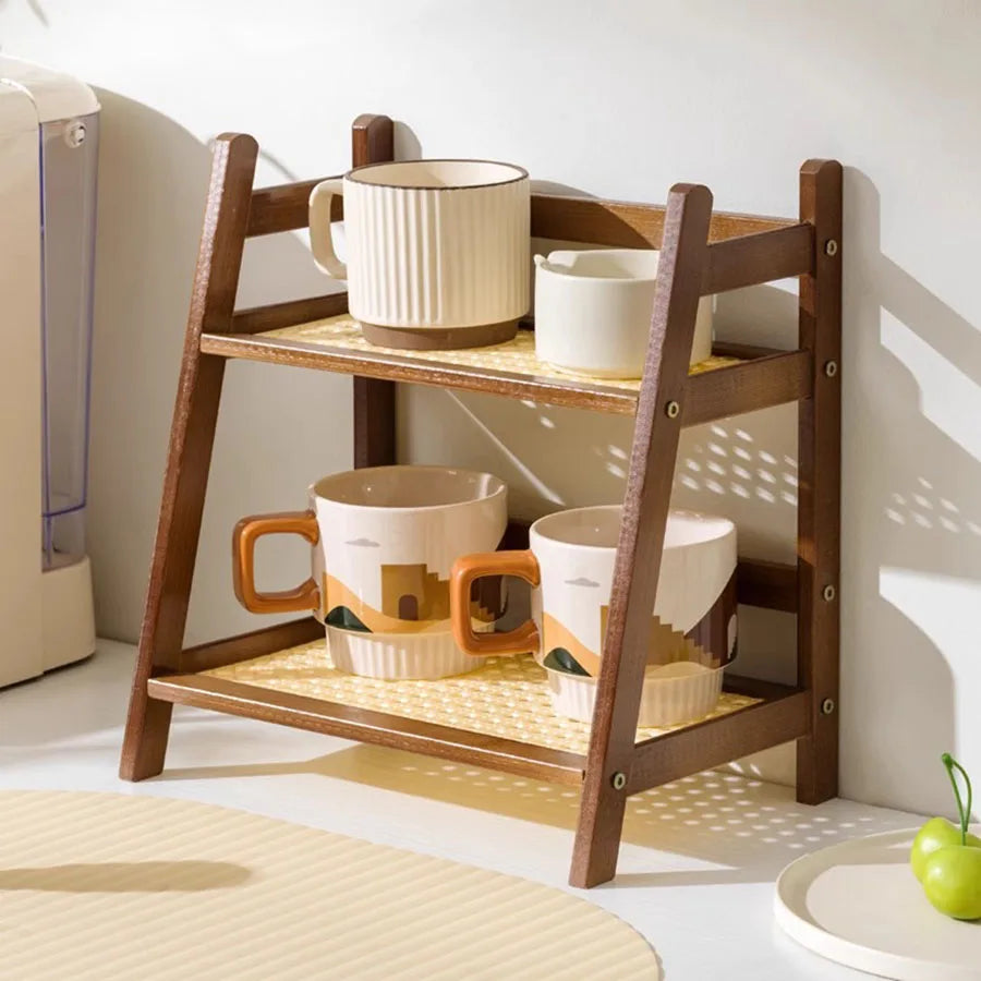 2-Tier Bamboo Countertop Organizer & Storage Shelf