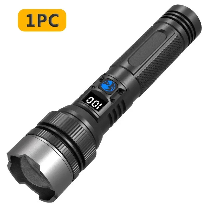 100,000 Lumens Super Bright Rechargeable Flashlight - High Lumens Tactical LED Torch, Waterproof Long Range Flashlight for Outdoor, Camping & Fishing