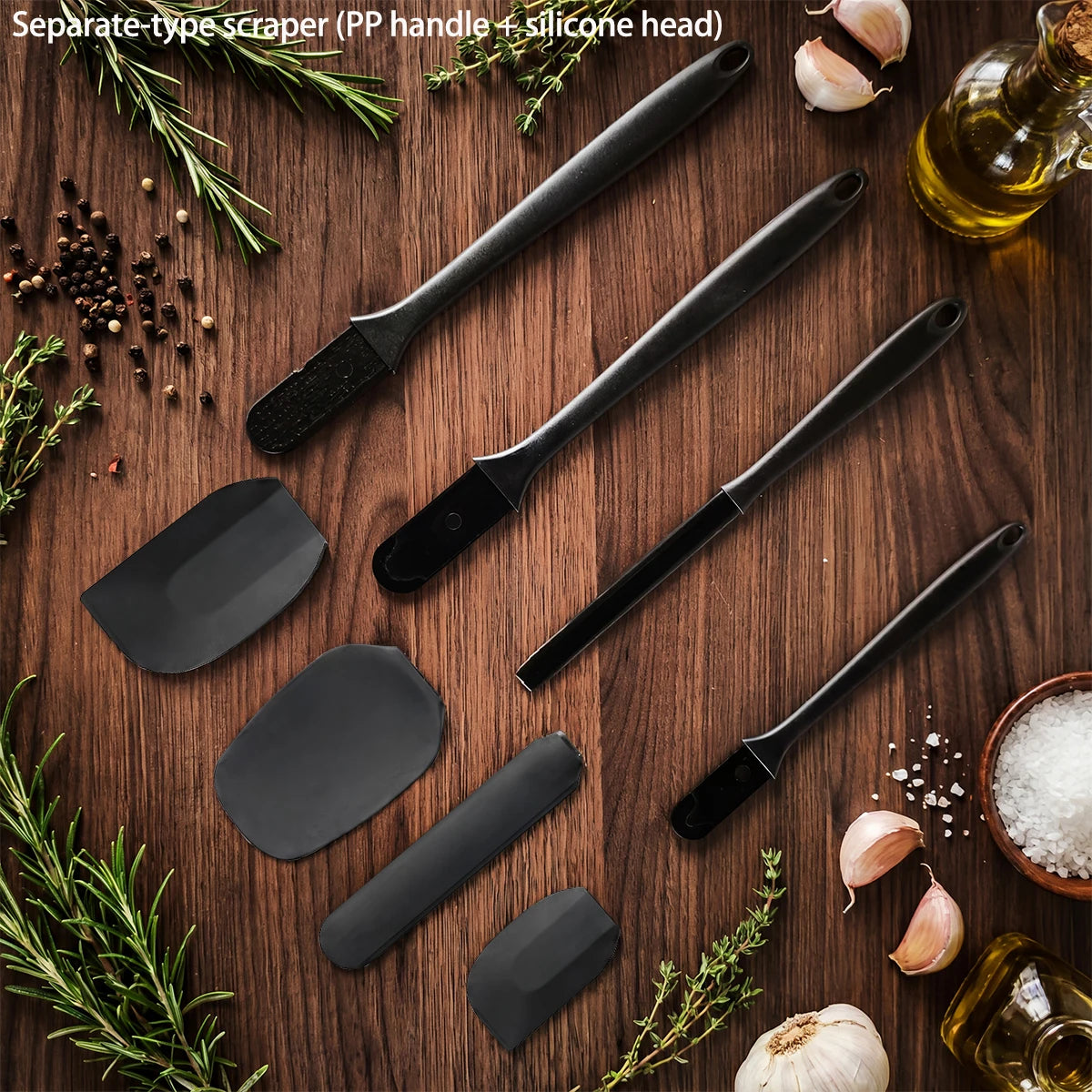 6-Piece Silicone Baking Utensil Set - Heat Resistant Non-Stick Spatula & Rubber Scraper Set for Cooking & Baking