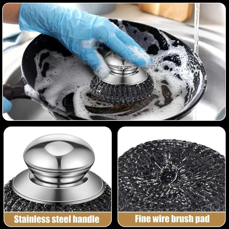 Heavy-Duty Stainless Steel Pot Brush with Handle