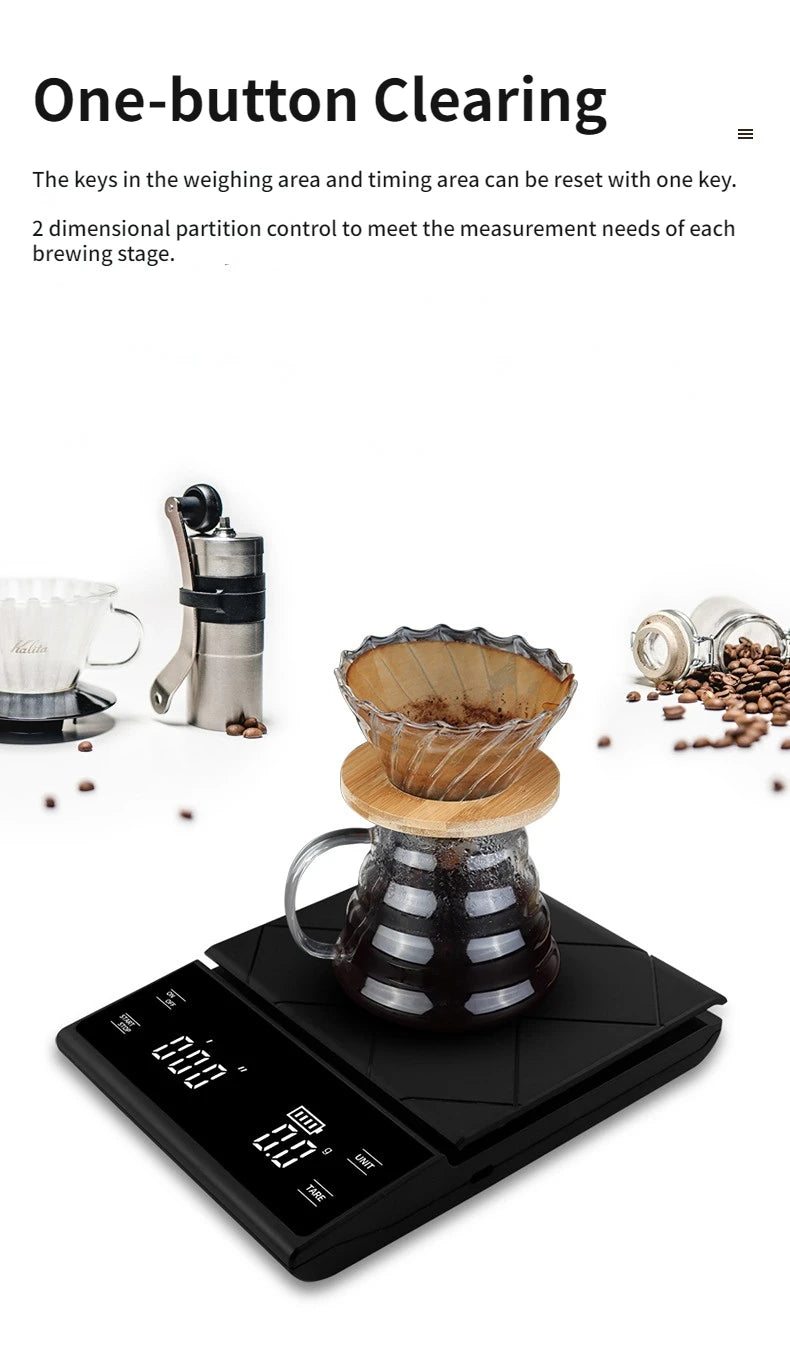 Precision Digital Coffee Scale with Built-In Timer (3kg/0.1g)