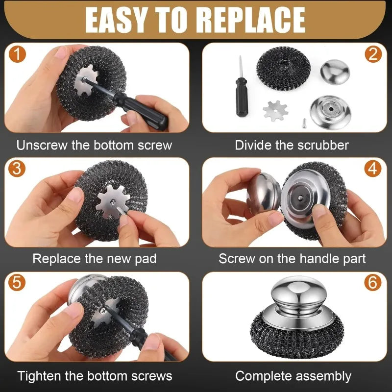 Heavy-Duty Stainless Steel Pot Brush with Handle