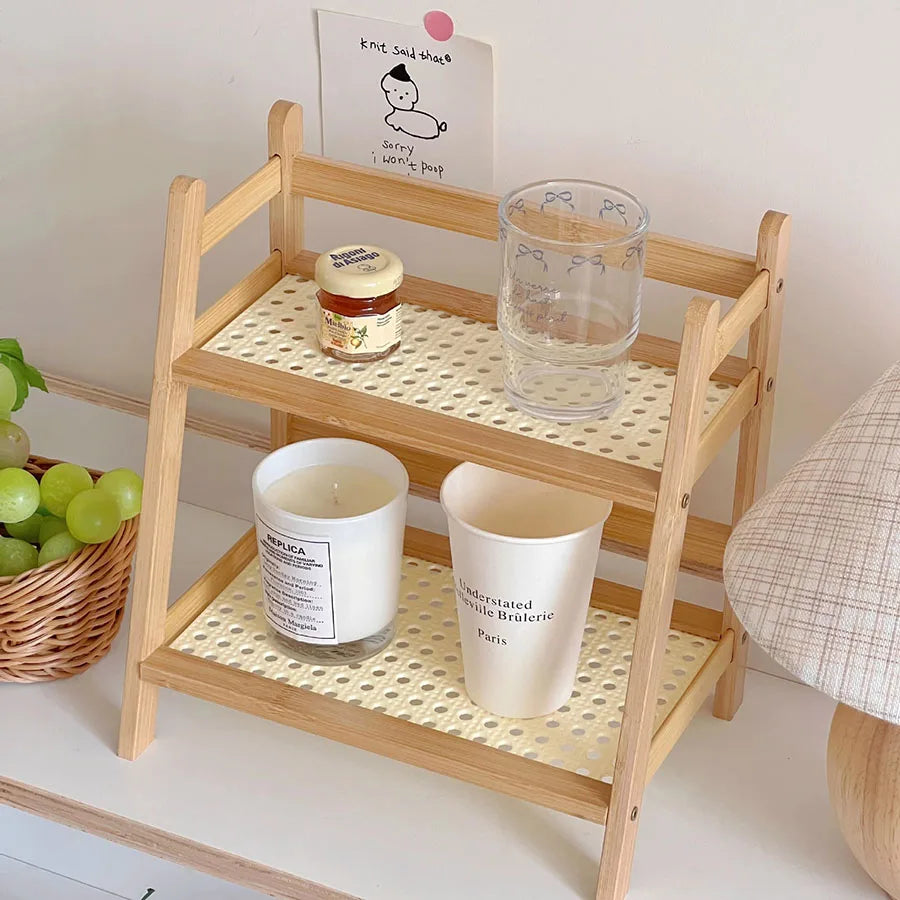 2-Tier Bamboo Countertop Organizer & Storage Shelf